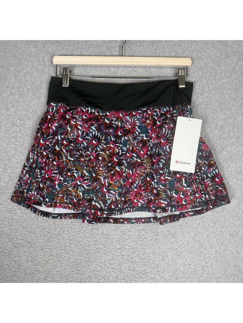 LULULEMON PACE RIVAL MID RISE SKIRT, LONG, FLORAL ELECTRIC/RAINFOREST GREEN, 6